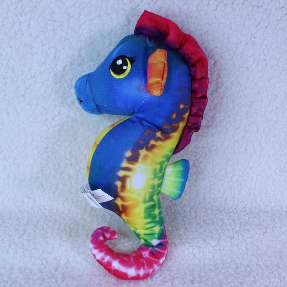 SEAHORSE PLUSH 11" COLORFUL BRIGHT STIMULATING STUFFED HANGING LOOP OCEAN ANIMAL - Picture 2 of 5